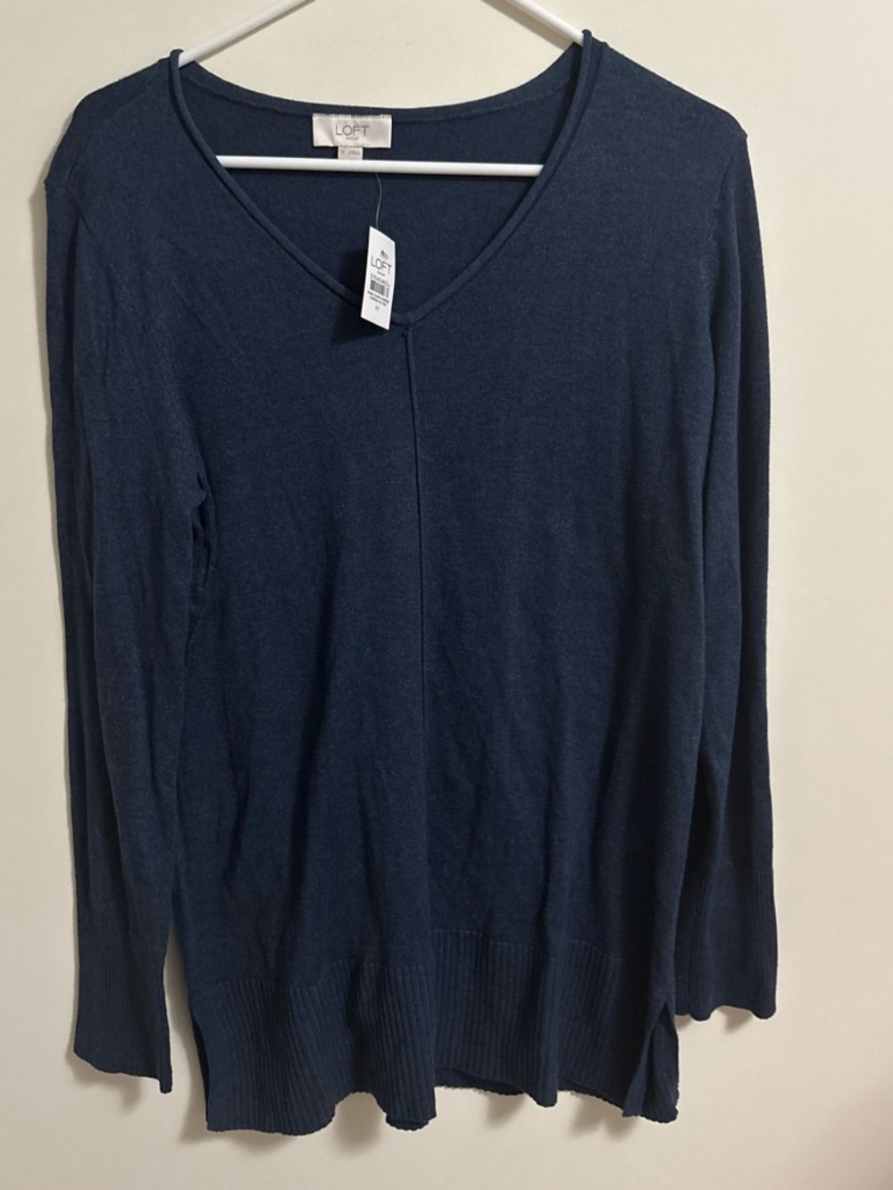 LOFT Navy V-Neck Long Sleeve Sweater